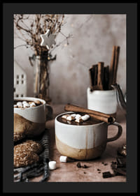 Two mugs of hot chocolate with marshmallows and cinnamon stick-4