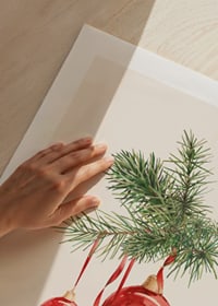 Watercolor of red Christmas balls in fir tree branch on light background-9
