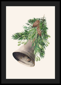 Karácsonyi harang akvarell fenyő ágakkal és tobozokkal-4