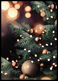 Christmas tree with golden balls and warm light strings, photographic-6