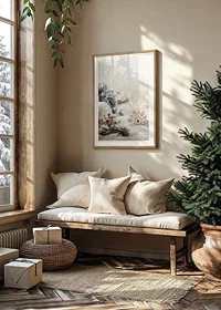 Photographic Christmas decorations in light beige and white tones-8
