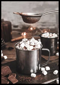 Fotografi av varm choklad med marshmallows i plåtmugg-6