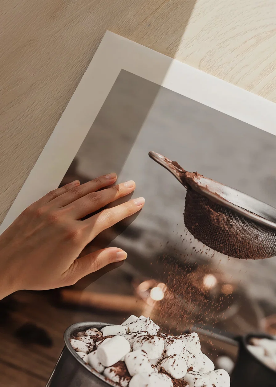 Fotografi av varm choklad med marshmallows i plåtmugg-12