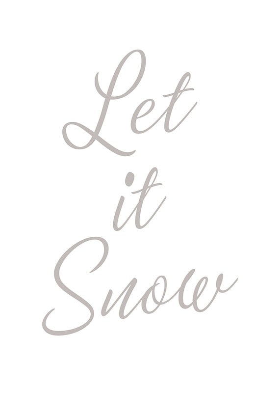 Beige text Let it Snow in italic style on white background-12