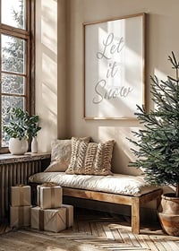 Beige text Let it Snow in italic style on white background-2