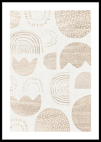 Abstract shapes and patterns in beige shades on light background-0