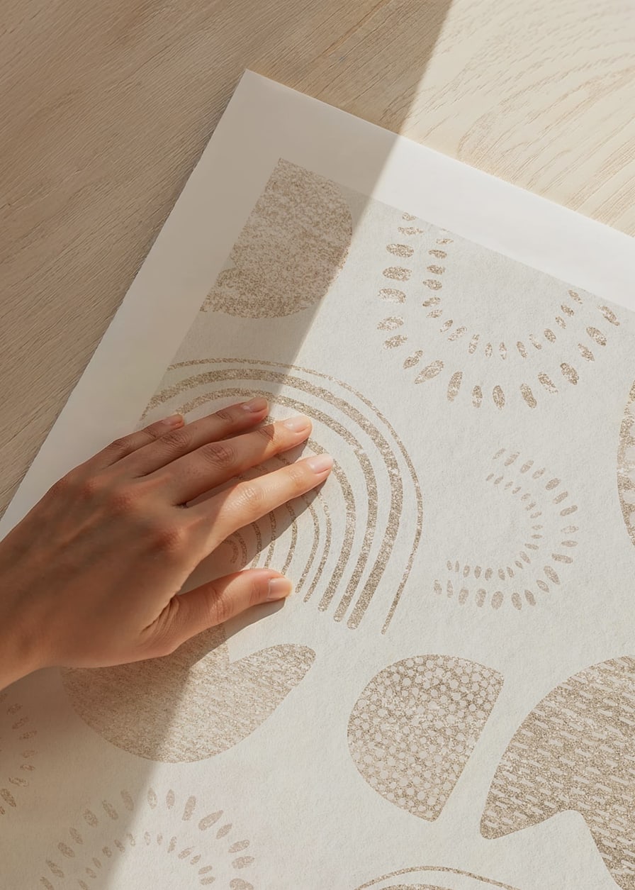 Abstract shapes and patterns in beige shades on light background-12