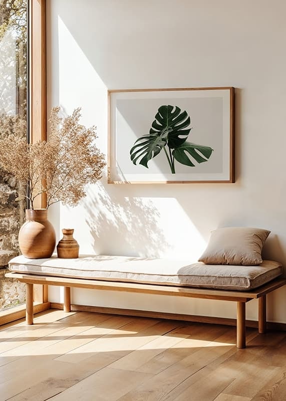 Primo piano fotografico delle foglie di monstera su sfondo chiaro-12