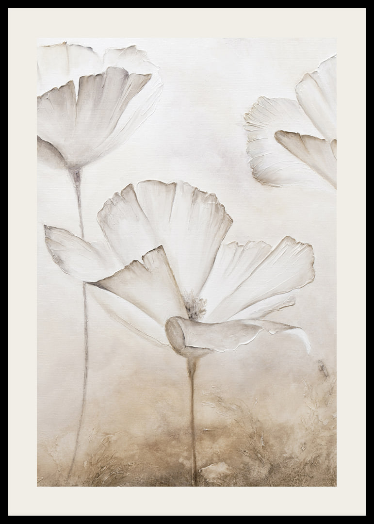 Watercolor illustration of white flower petals against beige background-12