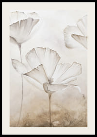 Akvarellillustration av vita blomblad mot beige bakgrund-2