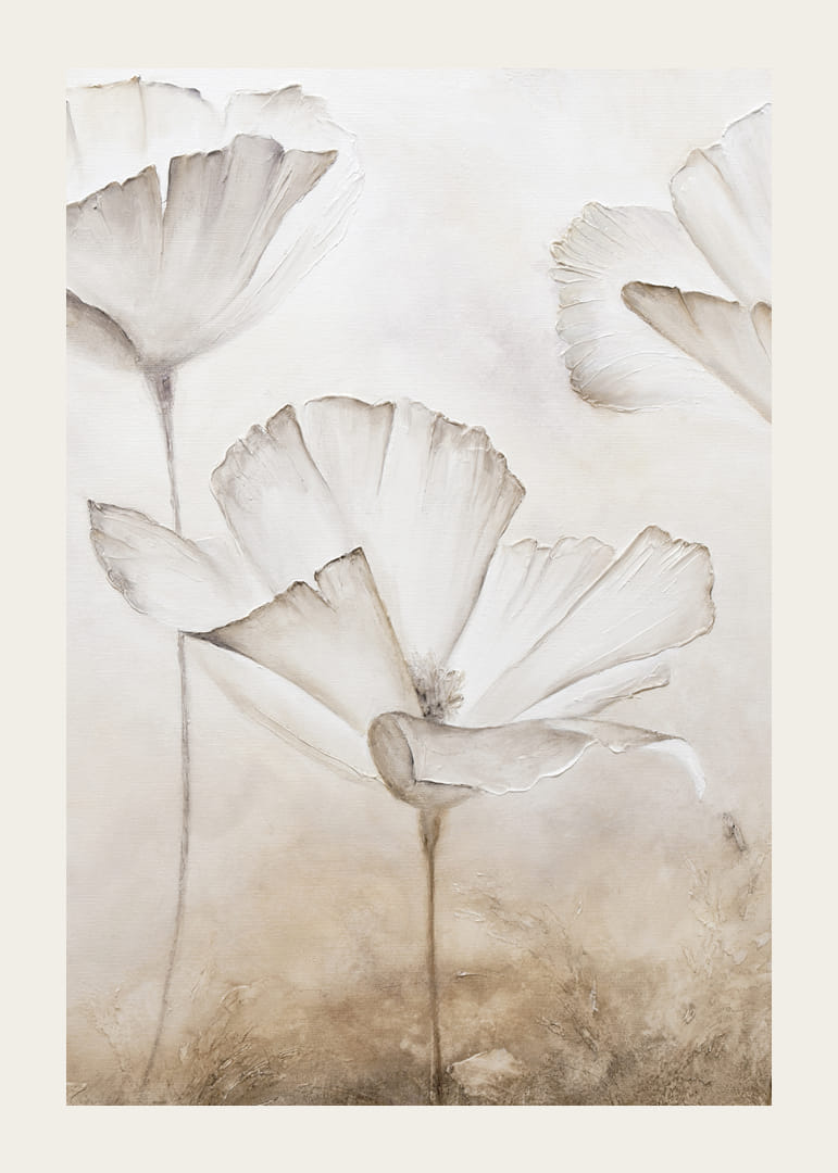 Akvarellillustration av vita blomblad mot beige bakgrund-12