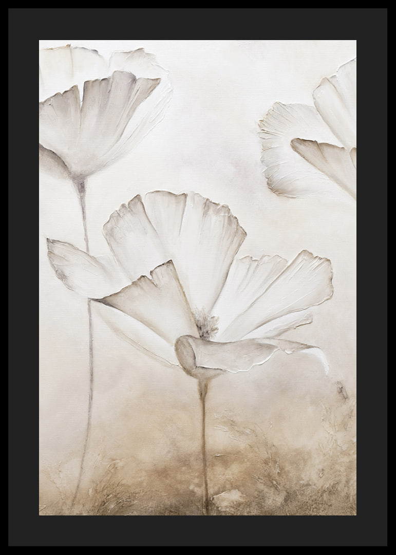 Watercolor illustration of white flower petals against beige background-12