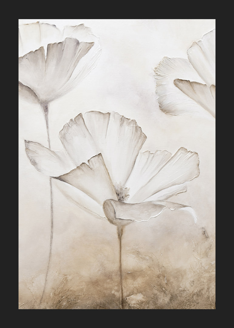 Watercolor illustration of white flower petals against beige background-12