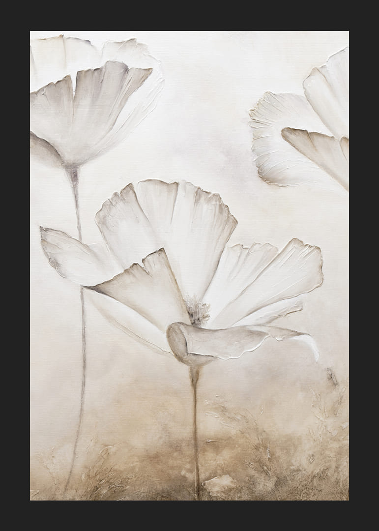 Akvarellillustration av vita blomblad mot beige bakgrund-12