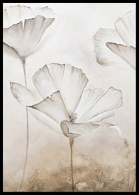 Watercolor illustration of white flower petals against beige background-6