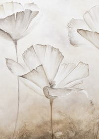 Watercolor illustration of white flower petals against beige background-7