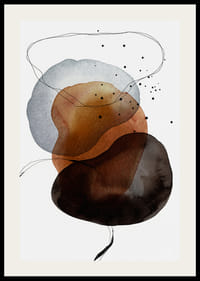 Abstract watercolor shapes in brown, gray and black on white background-2
