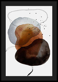 Abstract watercolor shapes in brown, gray and black on white background-4