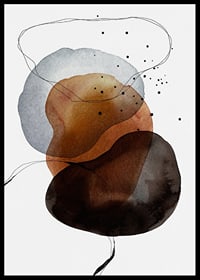 Abstract watercolor shapes in brown, gray and black on white background-6