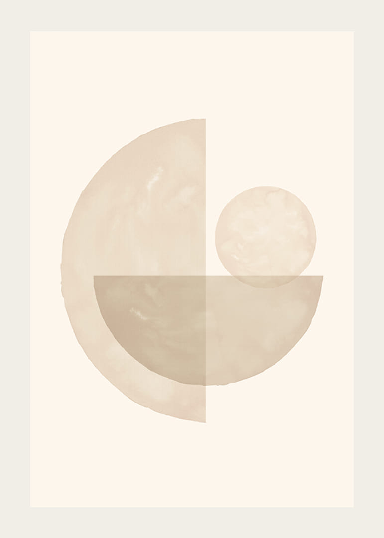 Abstracte cirkels en halve cirkels in beige aquareltinten-12