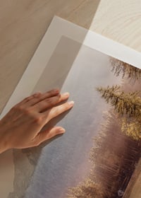 Photographic autumn landscape with golden forest by lake and mountains-9