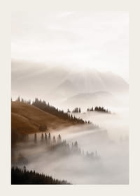 Dimtäckt dal med höstfärgade kullar och granar, fotografi-3