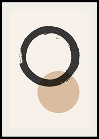 Abstrakt svart cirkel och beige rund form på ljus bakgrund-2