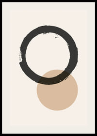 Cerc negru abstract și formă rotundă bej pe fundal deschis-2