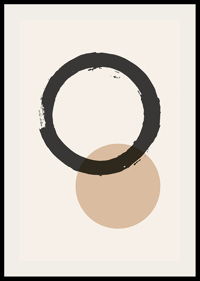 Cerc negru abstract și formă rotundă bej pe fundal deschis-12