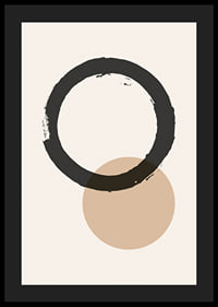 Abstrakt svart cirkel och beige rund form på ljus bakgrund-4