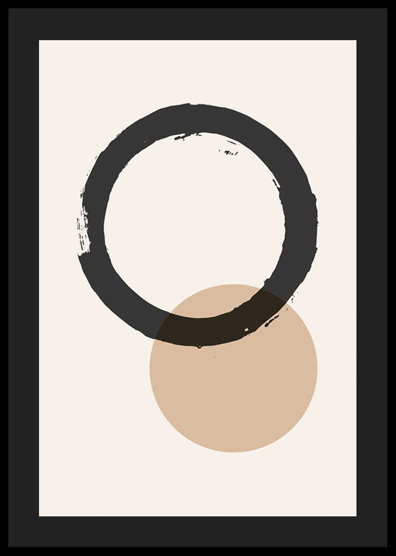 Cerc negru abstract și formă rotundă bej pe fundal deschis-12