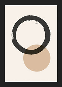 Abstrakt svart cirkel och beige rund form på ljus bakgrund-5