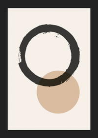 Cerc negru abstract și formă rotundă bej pe fundal deschis-5