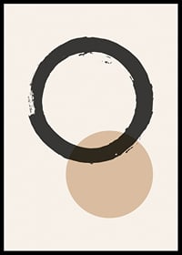 Abstrakt svart cirkel och beige rund form på ljus bakgrund-6