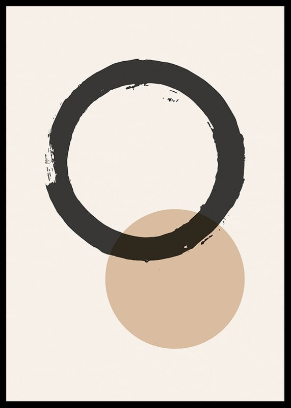 Abstrakt svart cirkel och beige rund form på ljus bakgrund-12