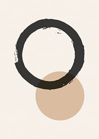 Abstrakt svart cirkel och beige rund form på ljus bakgrund-7
