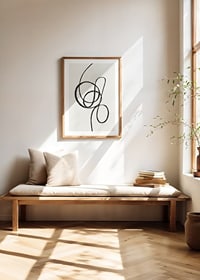 Abstract black line forming a knot on beige background-8