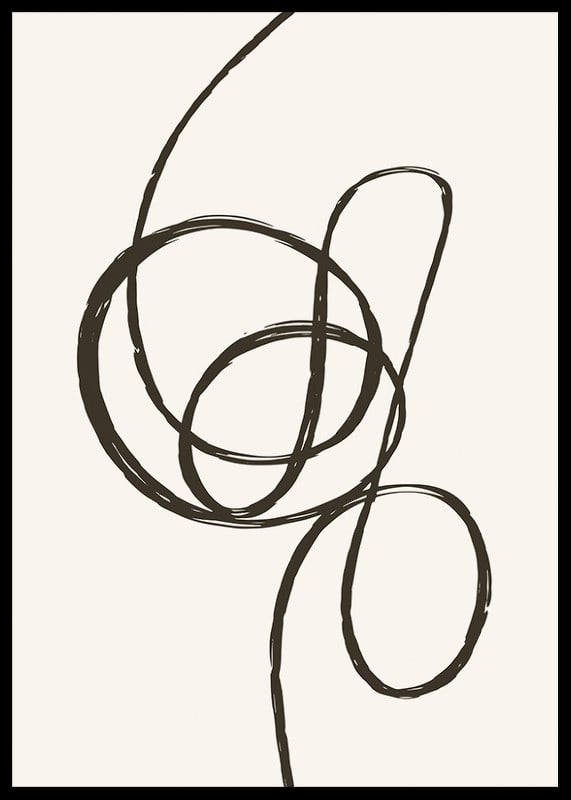 Abstract black line forming a knot on beige background-12