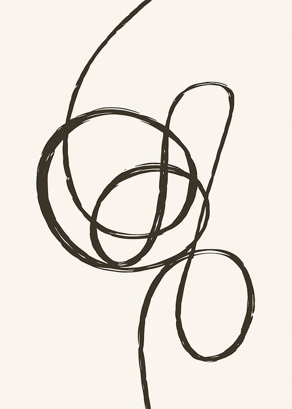 Abstract black line forming a knot on beige background-12