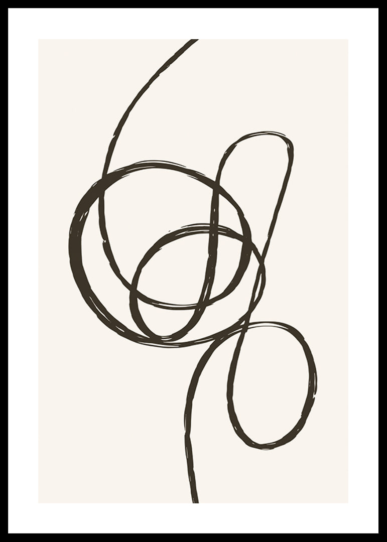 Abstract black line forming a knot on beige background-12