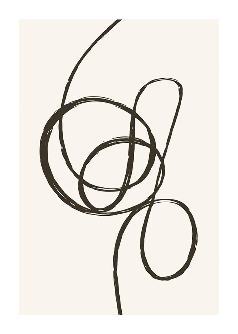 Abstract black line forming a knot on beige background-12