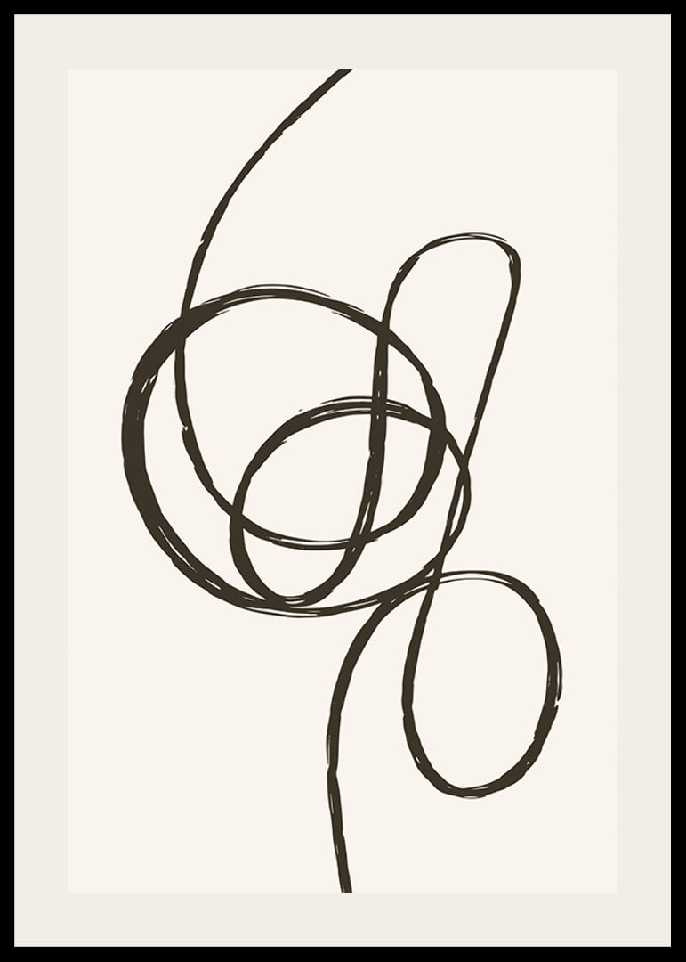 Abstract black line forming a knot on beige background-12