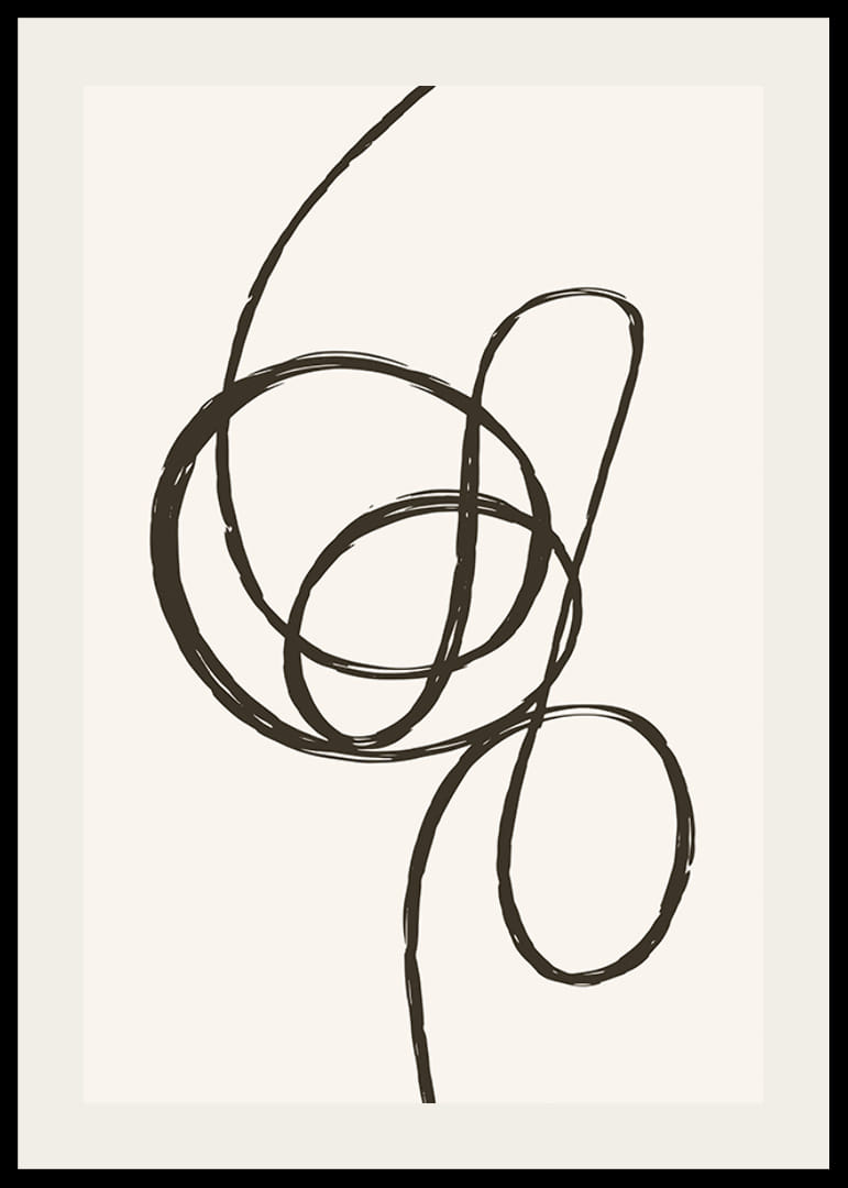 Abstraktná čierna čiara tvoriaca uzol na béžovom pozadí-12