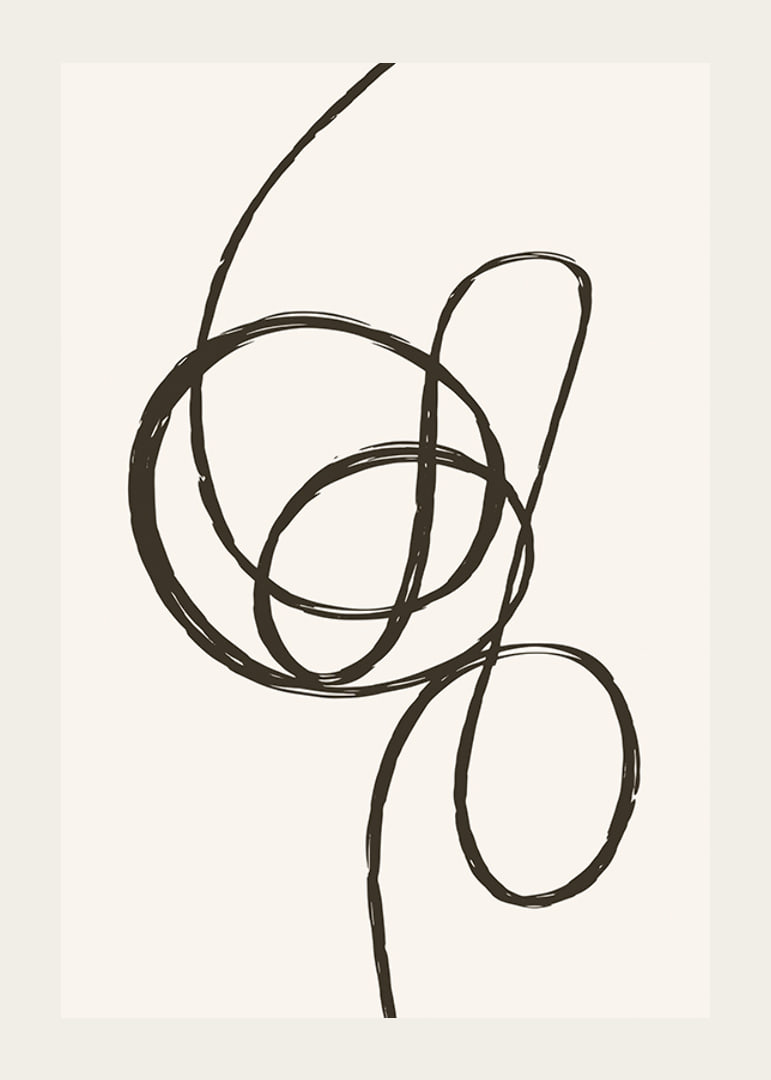 Abstract black line forming a knot on beige background-12