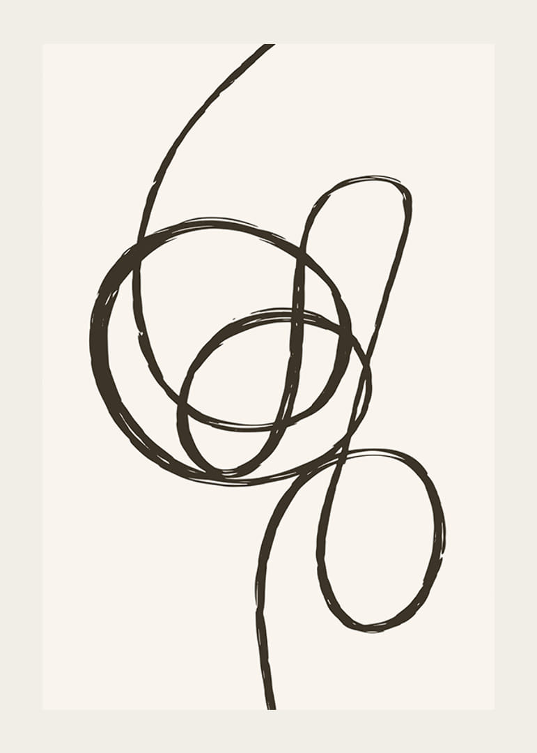 Abstraktná čierna čiara tvoriaca uzol na béžovom pozadí-12