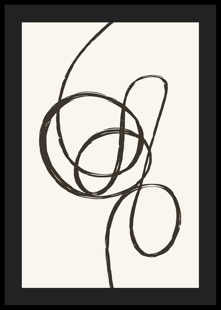 Abstract black line forming a knot on beige background-12
