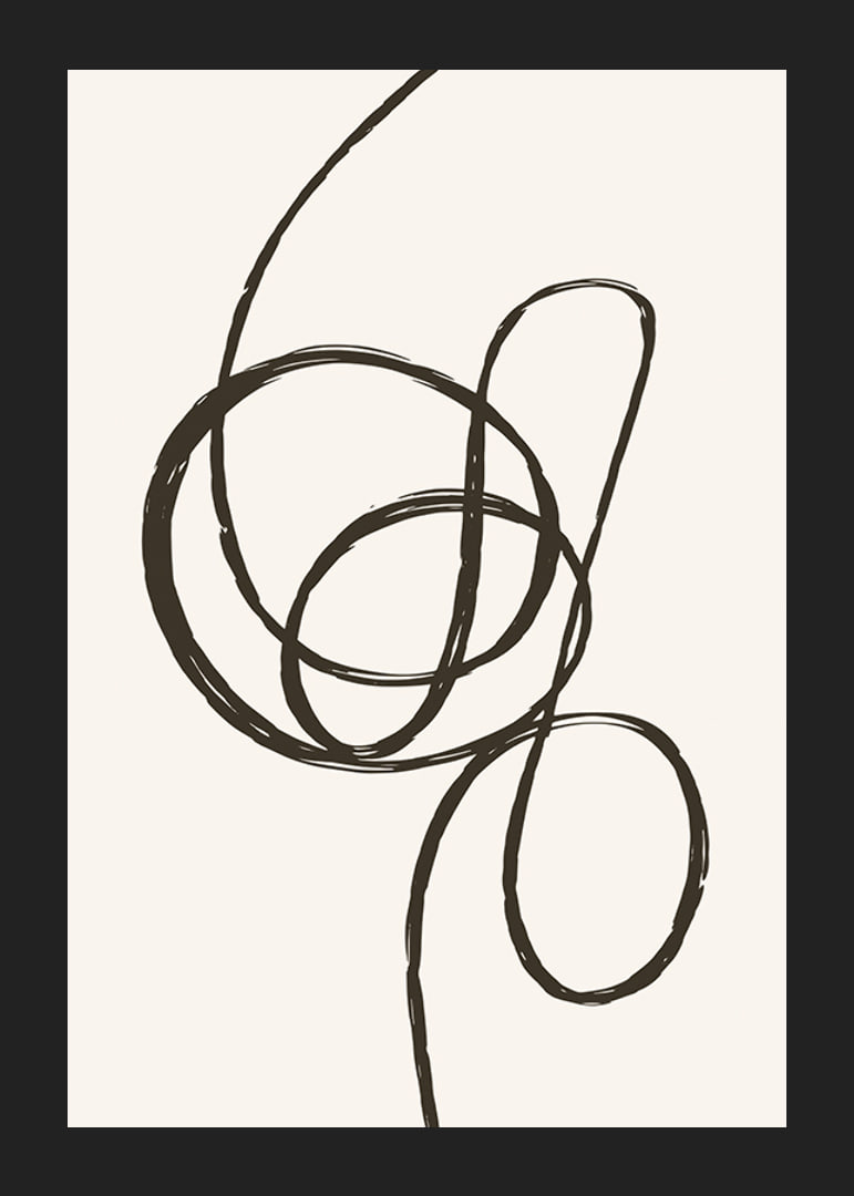 Abstract black line forming a knot on beige background-12