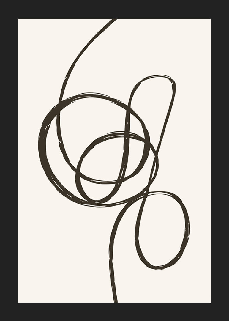 Abstraktná čierna čiara tvoriaca uzol na béžovom pozadí-12