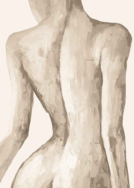 Watercolor of female back in beige and sand tones-12