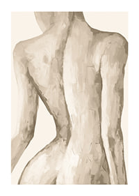 Watercolor of female back in beige and sand tones-1